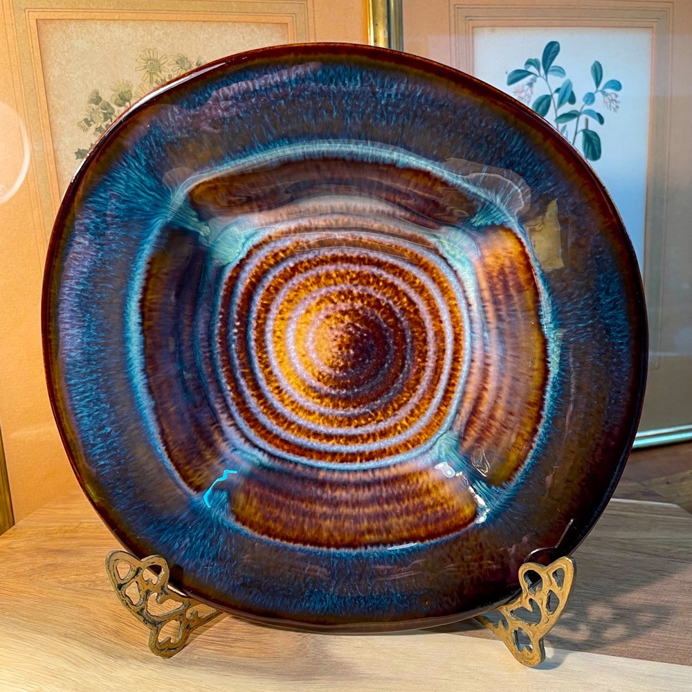 Vintage Pottery Bent Bowl Bill Campbell signed 8.75”